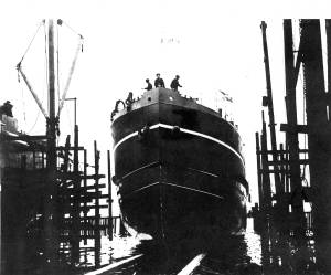 Launch of MV 'Babinda' (University of Glasgow archives)