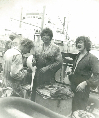 Warwick Turner (centre)-early 1970s aboard WARATAH